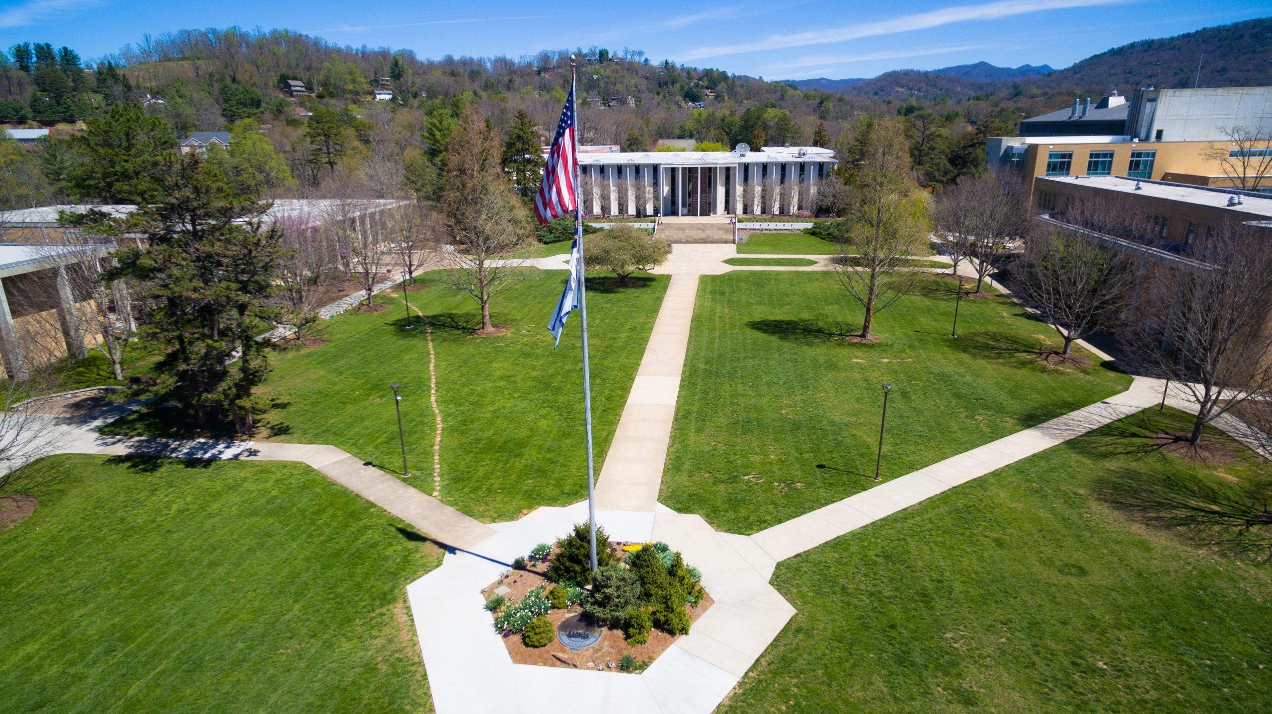 Aerial view of campus quad