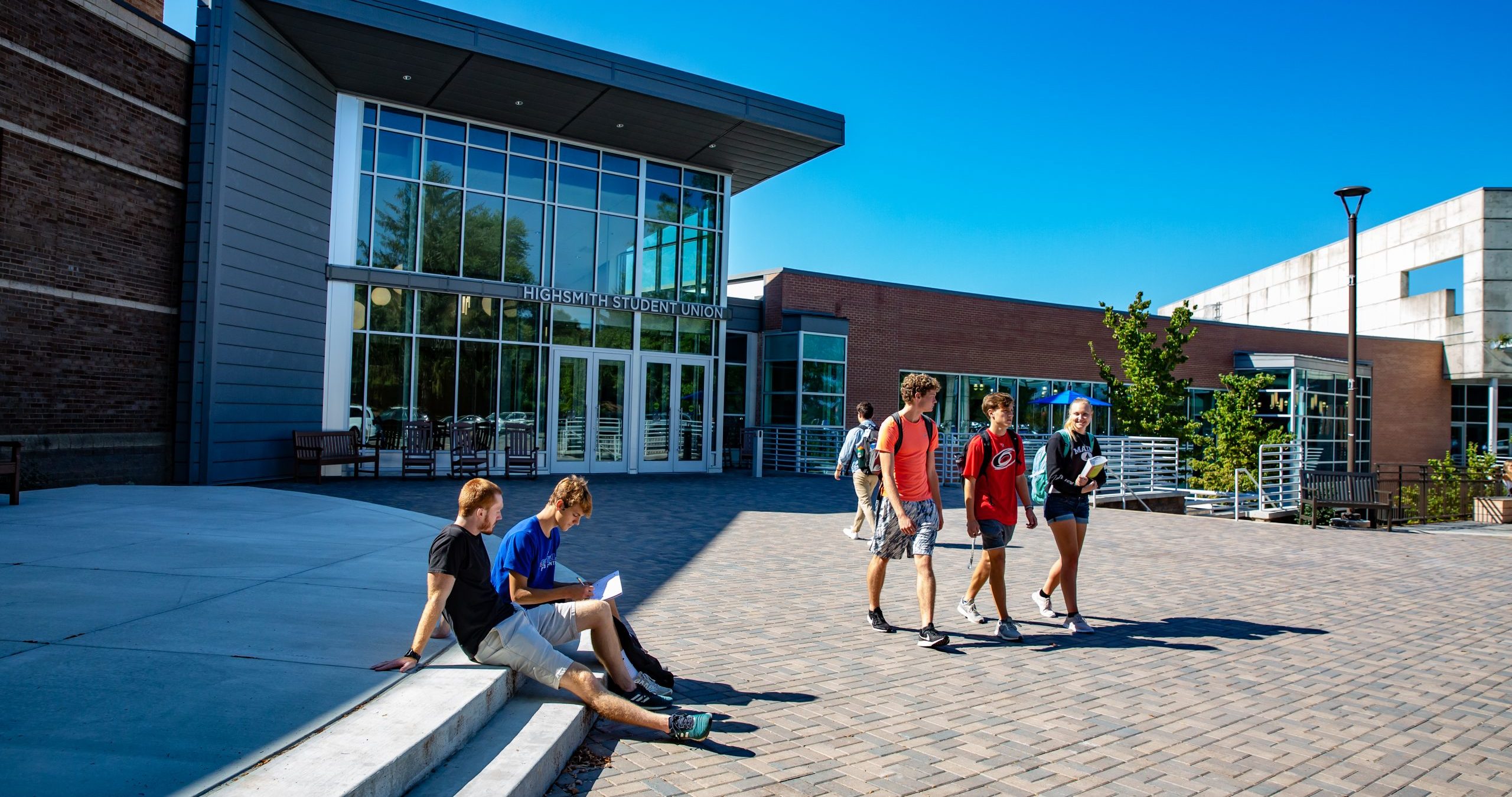 Students on the student life porch